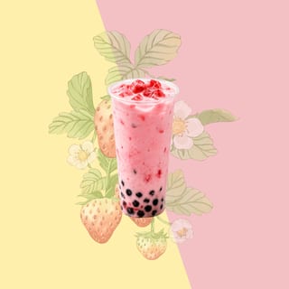 Strawberry Boba Tea (24oz)
